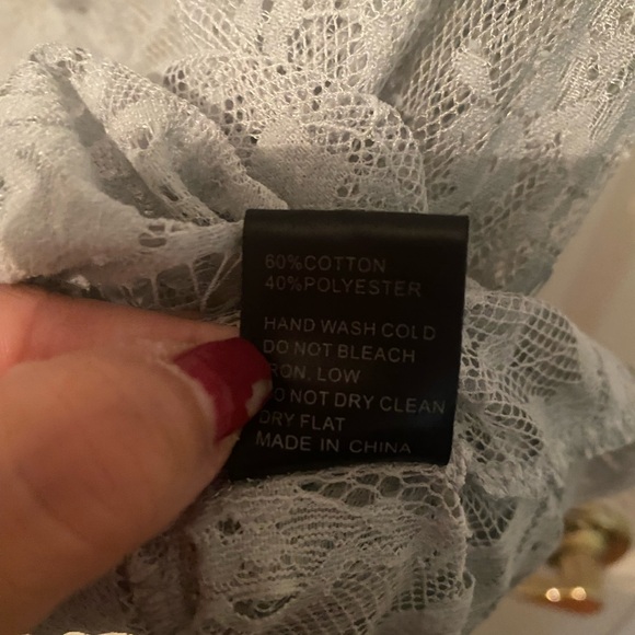 POL charcoal long lace bell sleeve boho overlay top size M - Picture 5 of 9